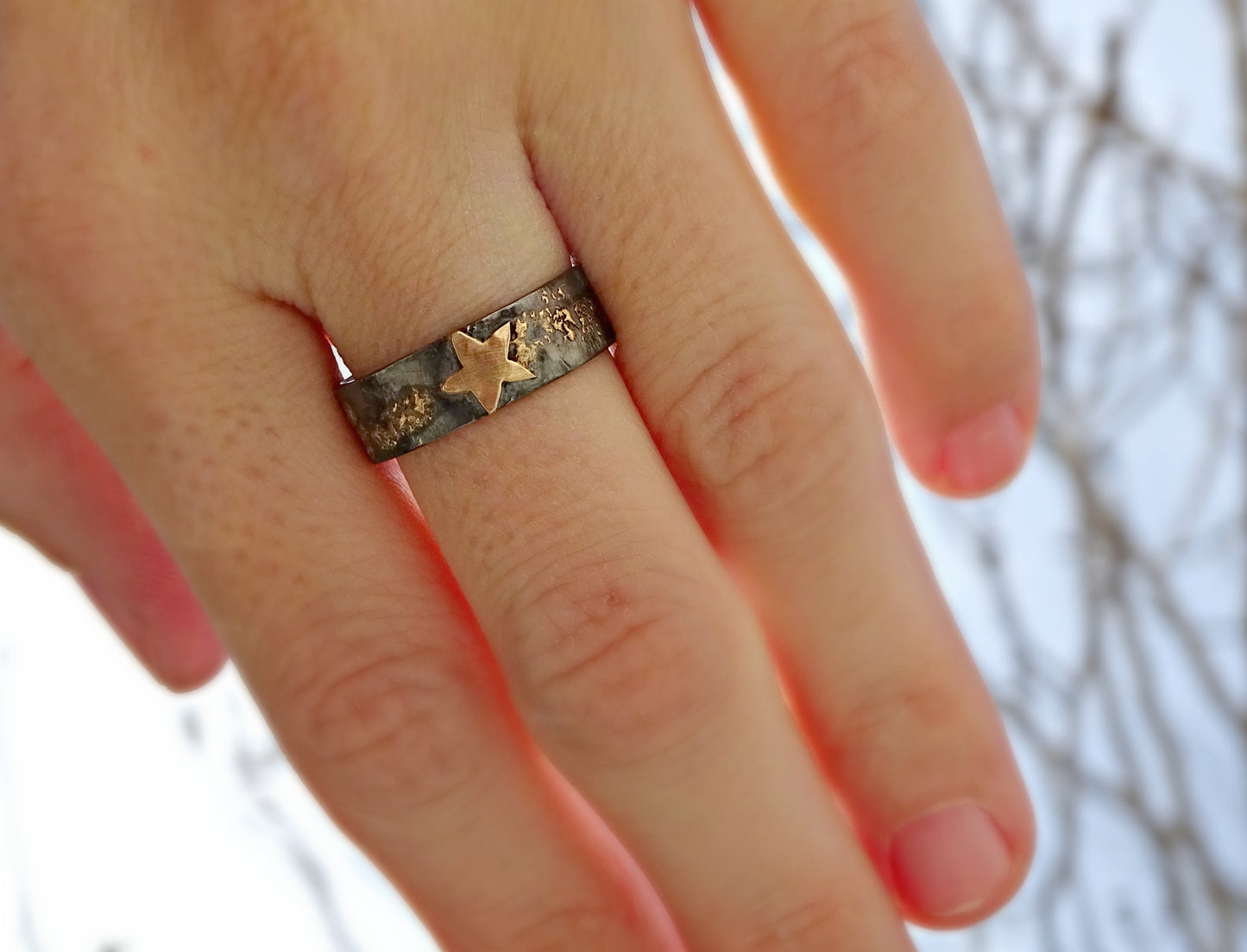 gold star ring, unique wedding ring