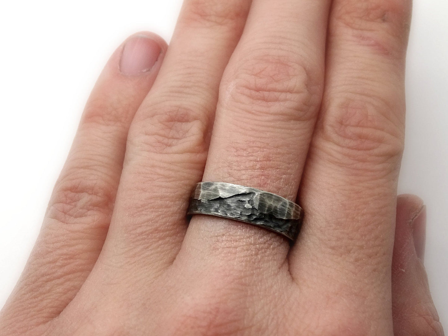 silver wave ring unique wedding band
