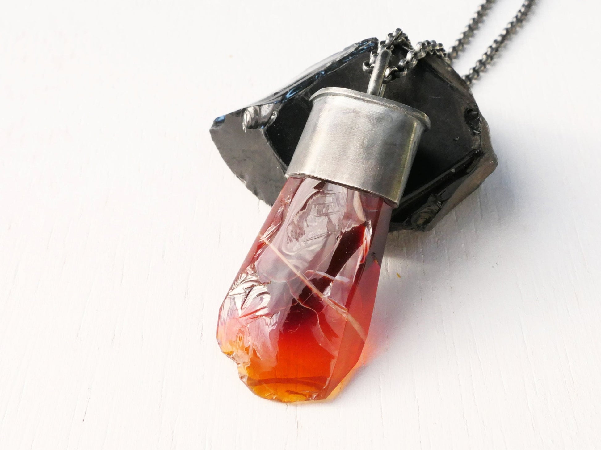 fire opal nugget pendant