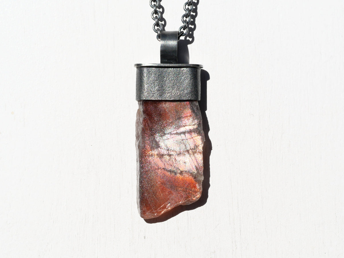 Purple Haze Sunstone Pendant Unique Men's Jewelry