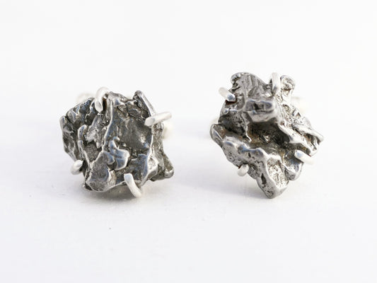 Real Campo del Cielo meteorite cufflinks set in sterling silver