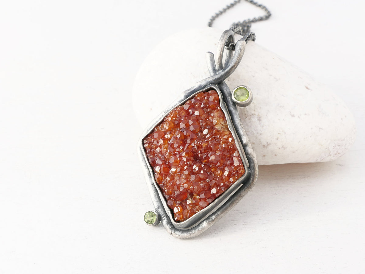 orange garnet crystal pendant