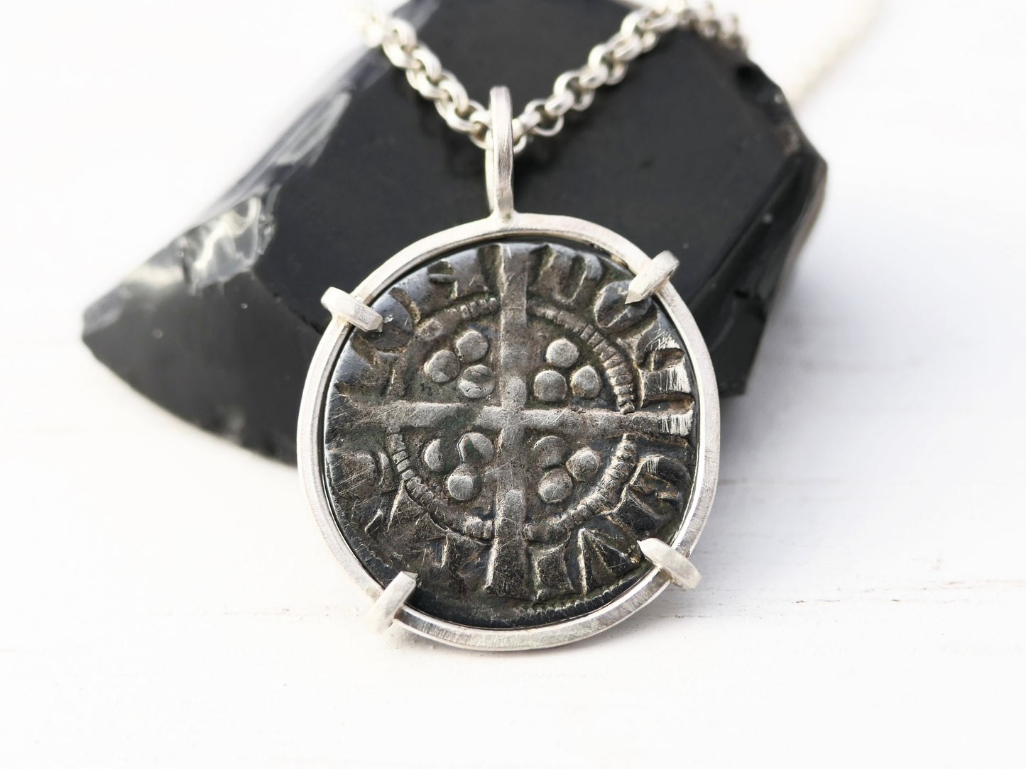 medieval English silver coin necklace