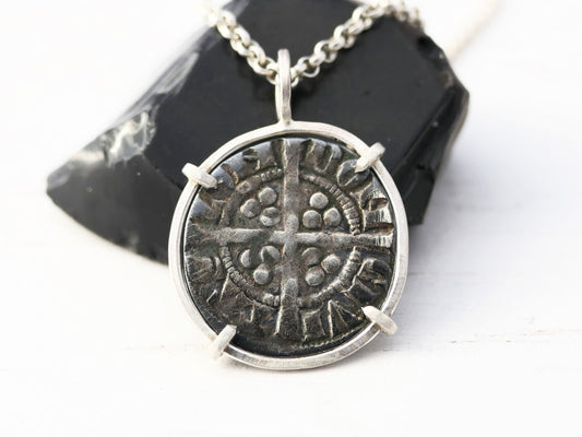 medieval English silver coin necklace