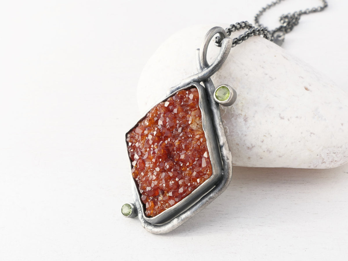 spessartine garnet crystal necklace