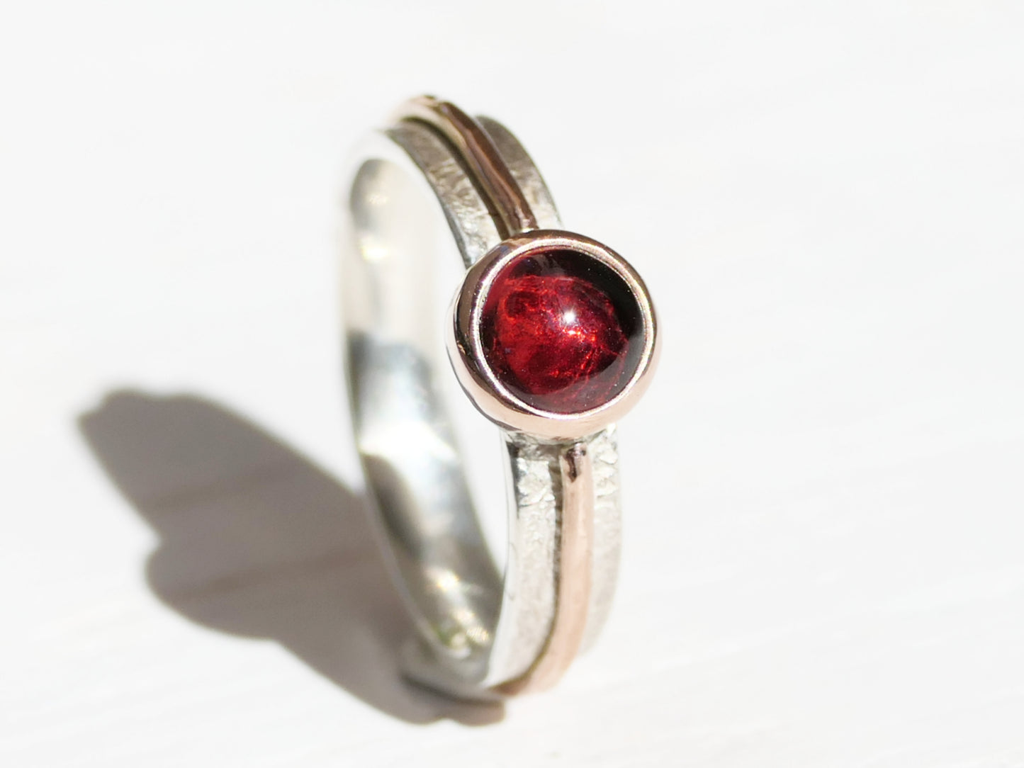 red garnet ring sterling silver and 14k yellow gold, viking style engagement ring