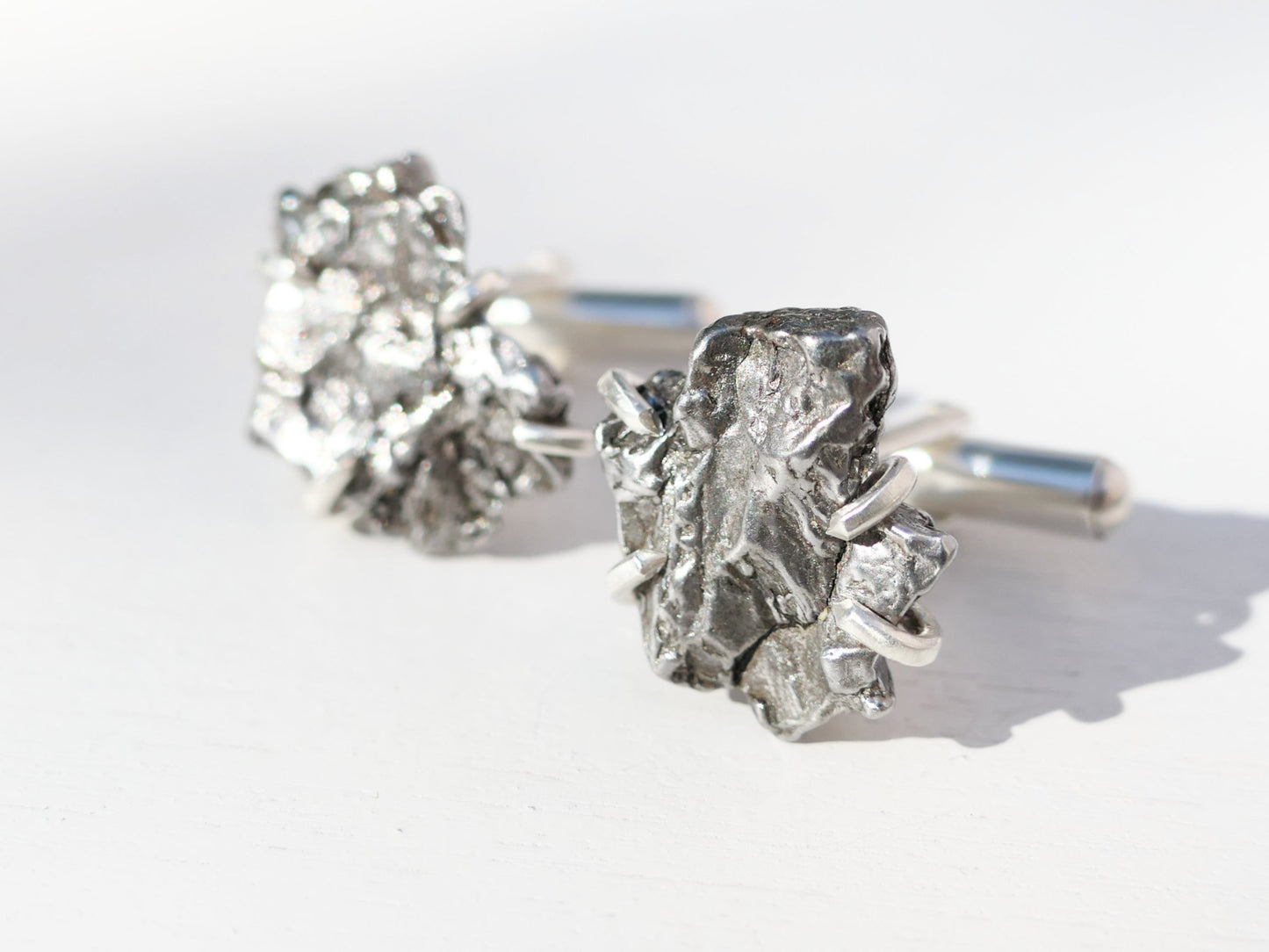 Authenitc Meteorite Cufflinks Sterling silver Backs