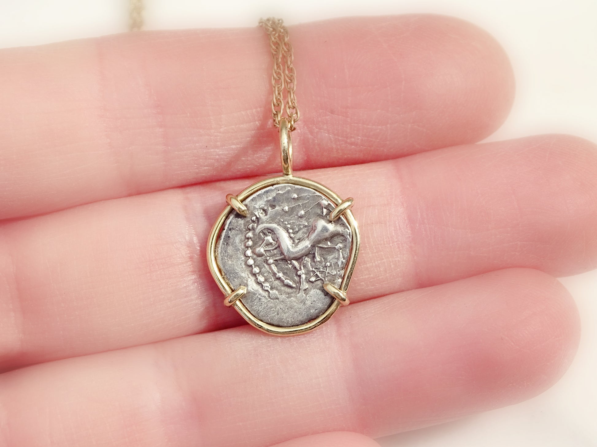 real Bituriges Cubi celtic silver coin pendant in 14k gold - coin of your choice - CrazyAss Jewelry Designs