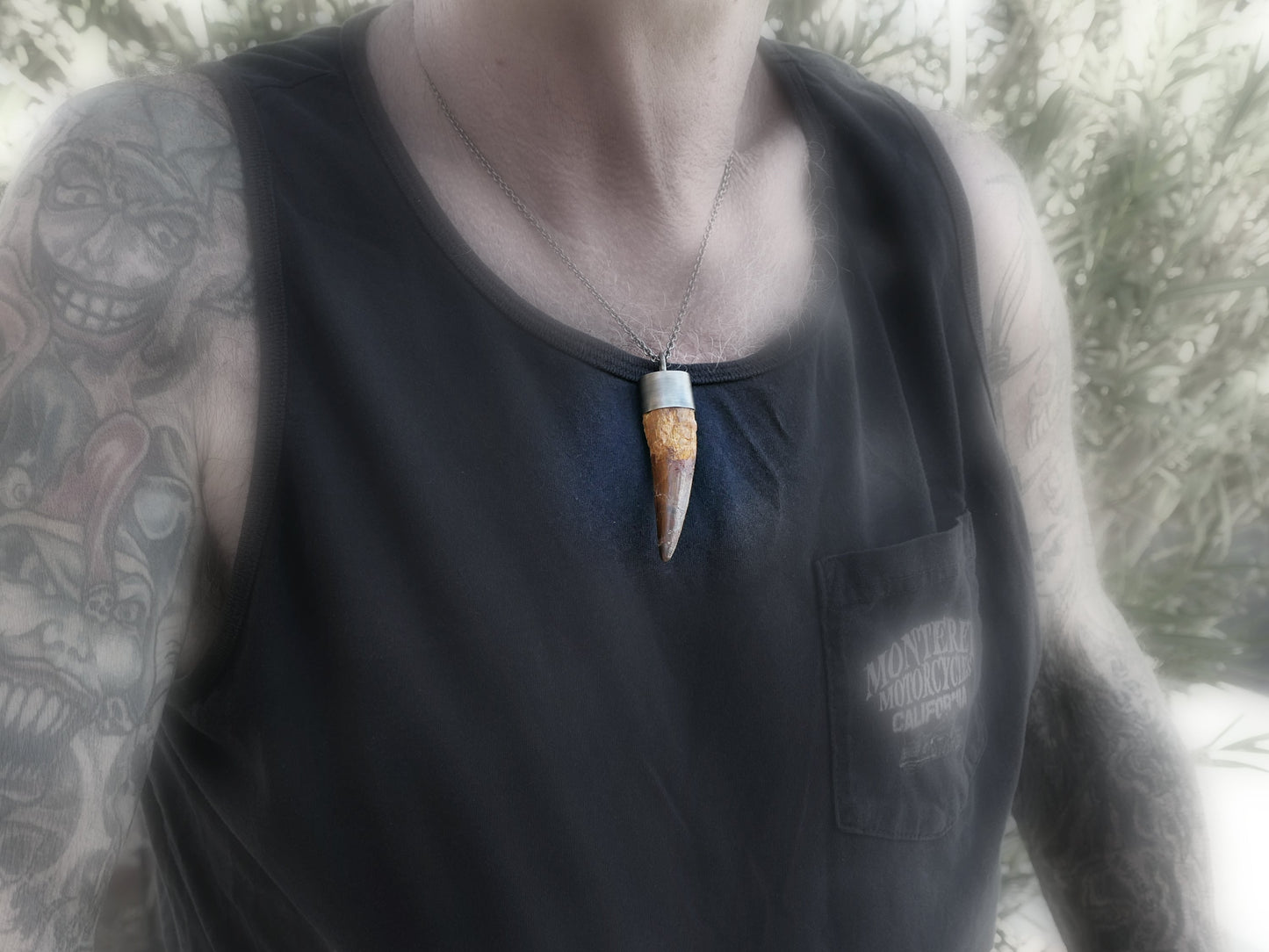 Spinosaurus tooth necklace for men