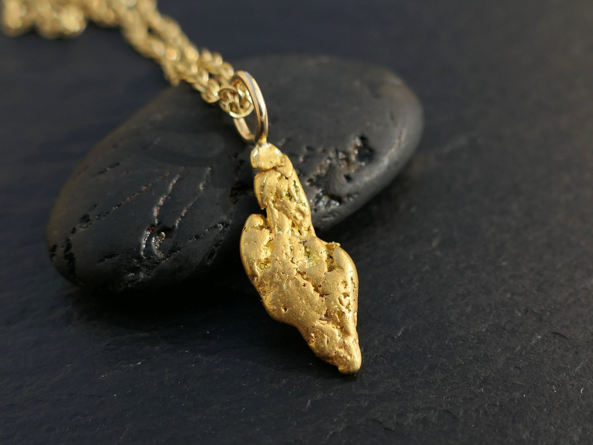 Genuine placer gold nugget pendant necklace 22K natural Australian gold jewelry gift