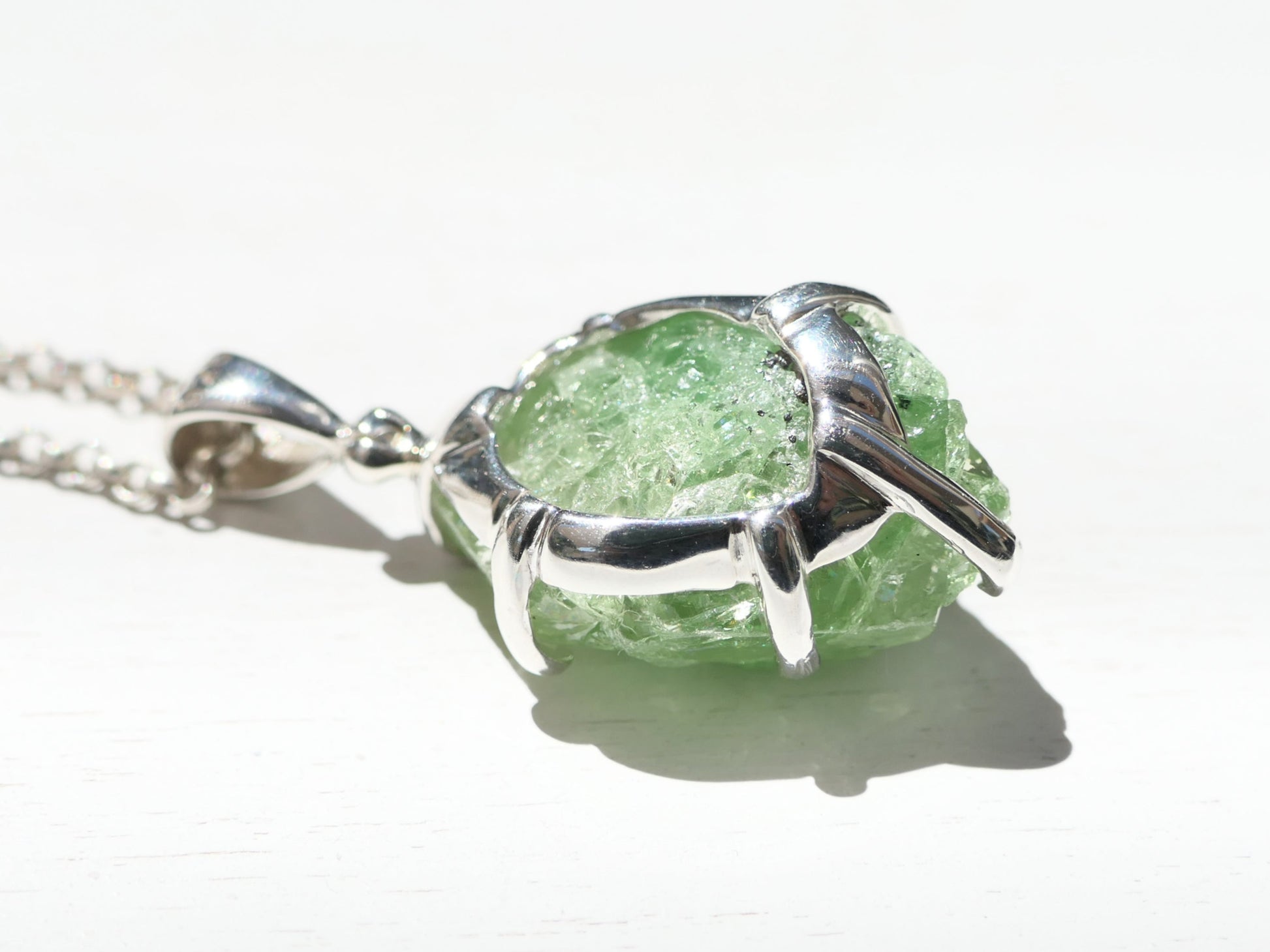 tsavorite charm pendant green garnet crystal