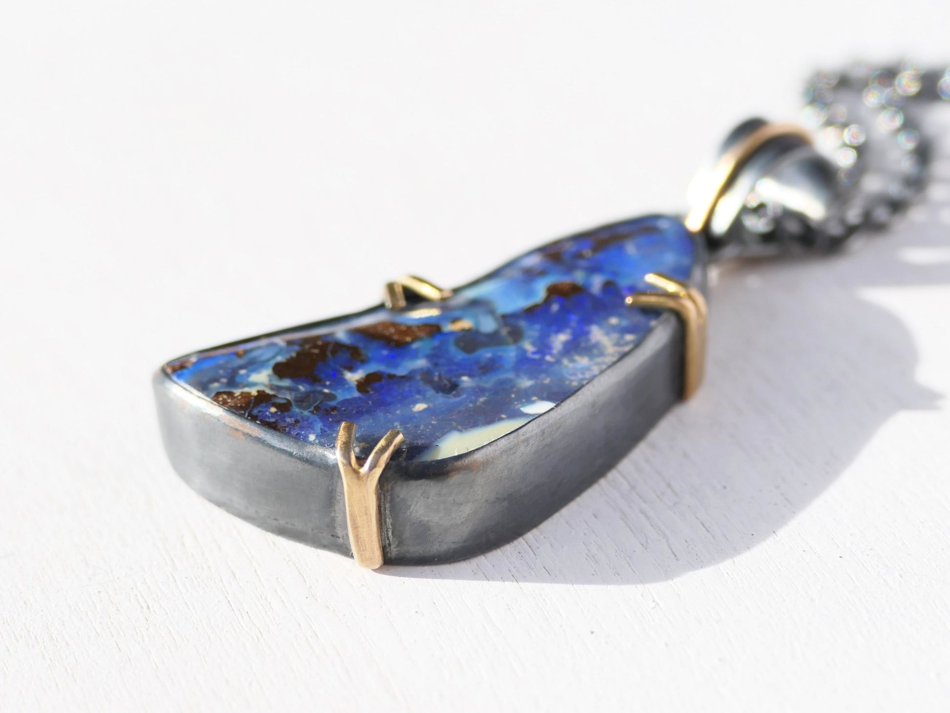 silver and gold Boulder Opal Jewelry