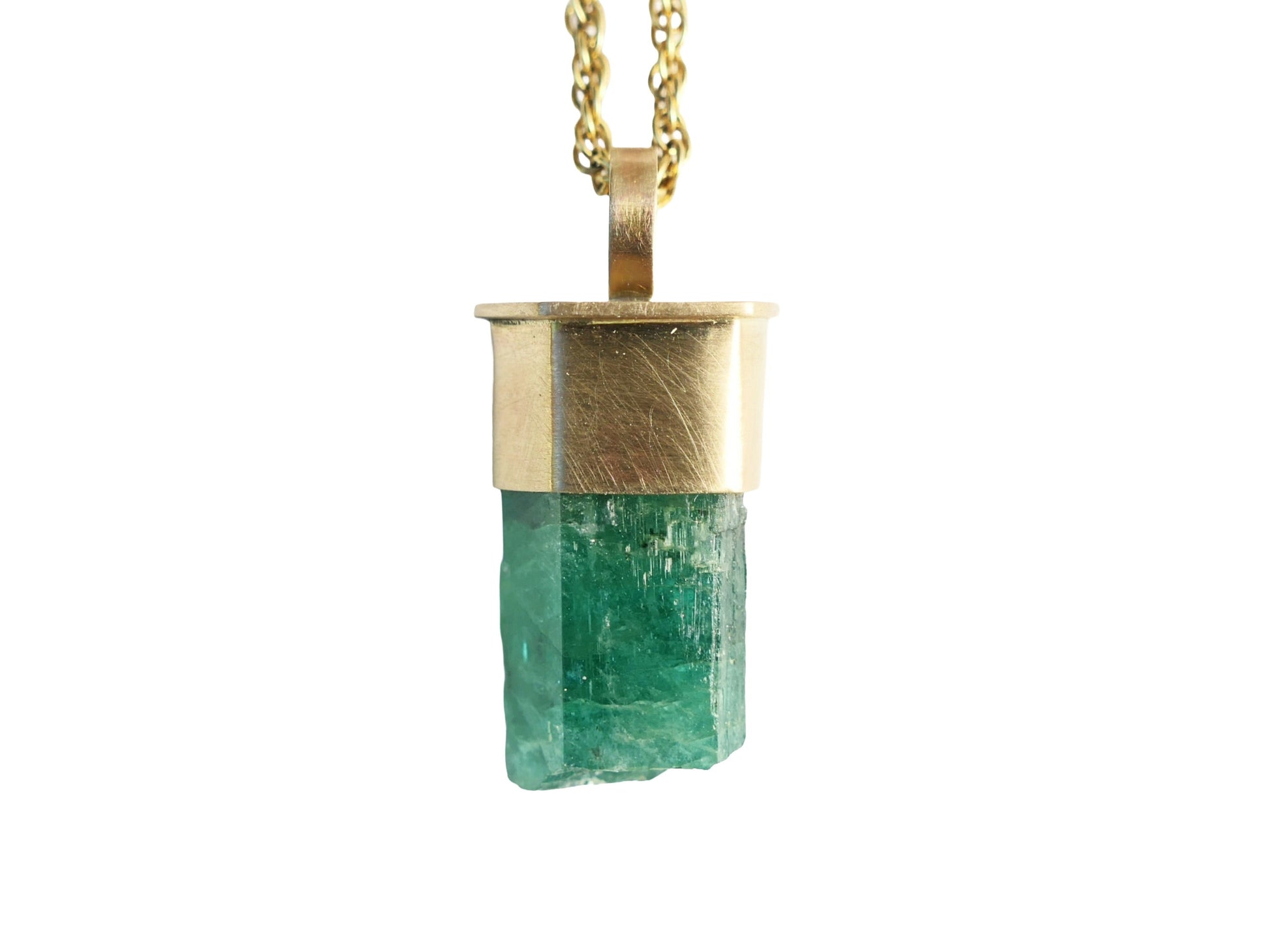 Zambia Emerald crystal necklace 14K gold