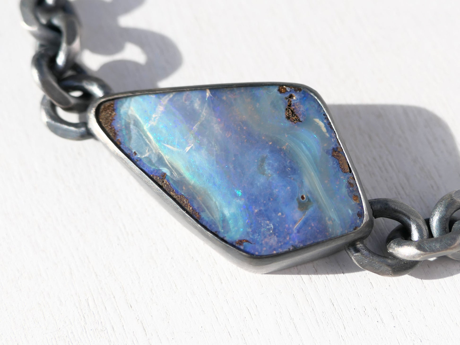 Blue Australian Boulder Opal Bracelet