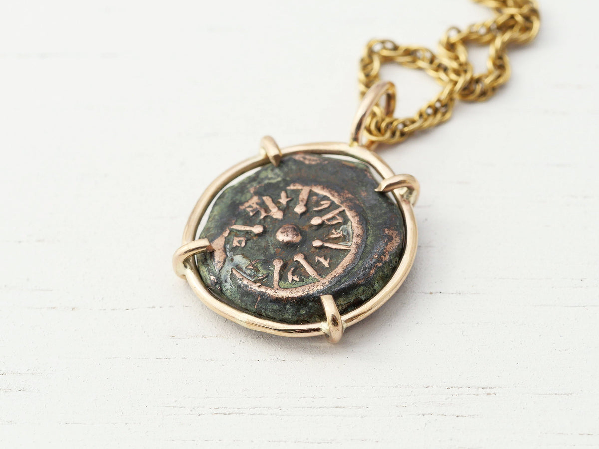 gold filled widows mite charm pendant