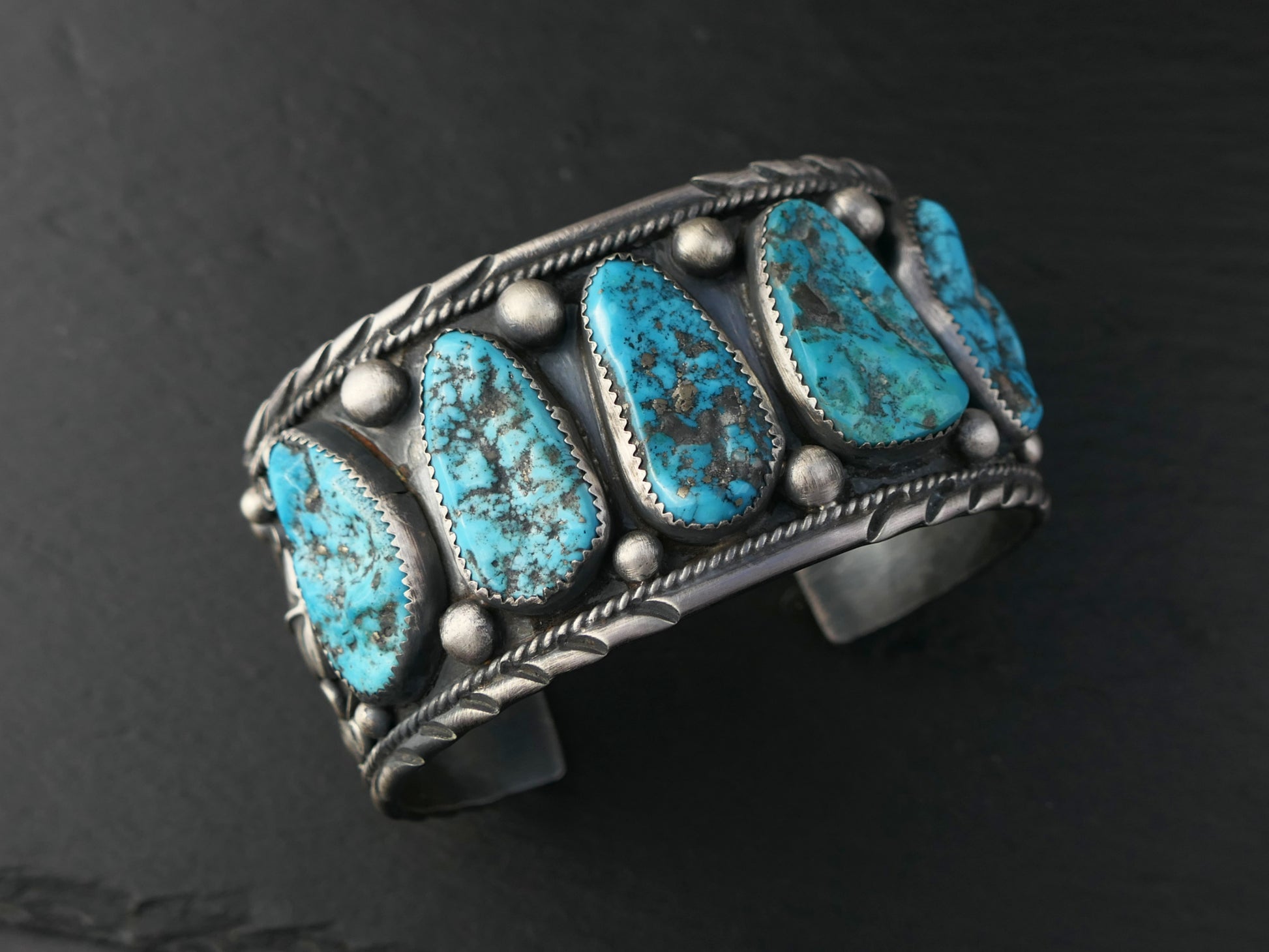 statement turquoise bracelet sterling silver