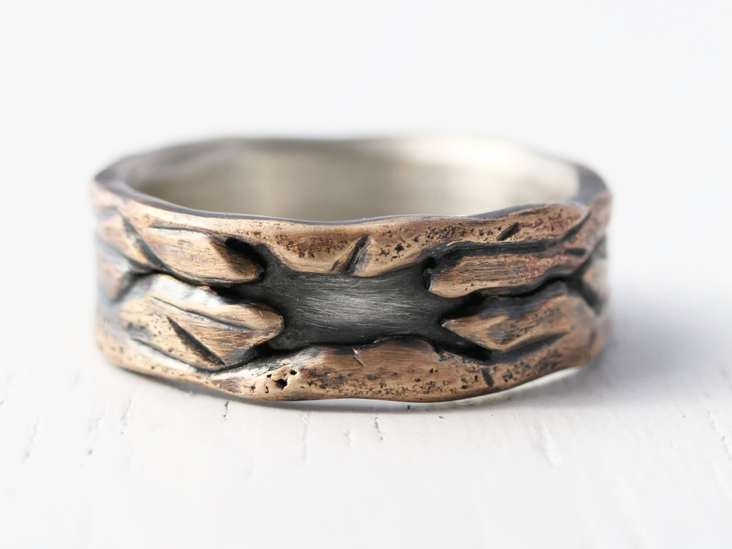 bronze silver ring men wedding band