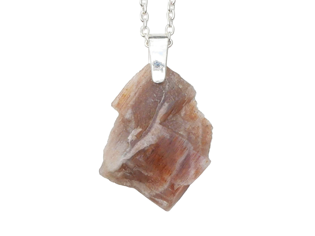 raw Meteor Shower Sunstone pendant with diamond accent