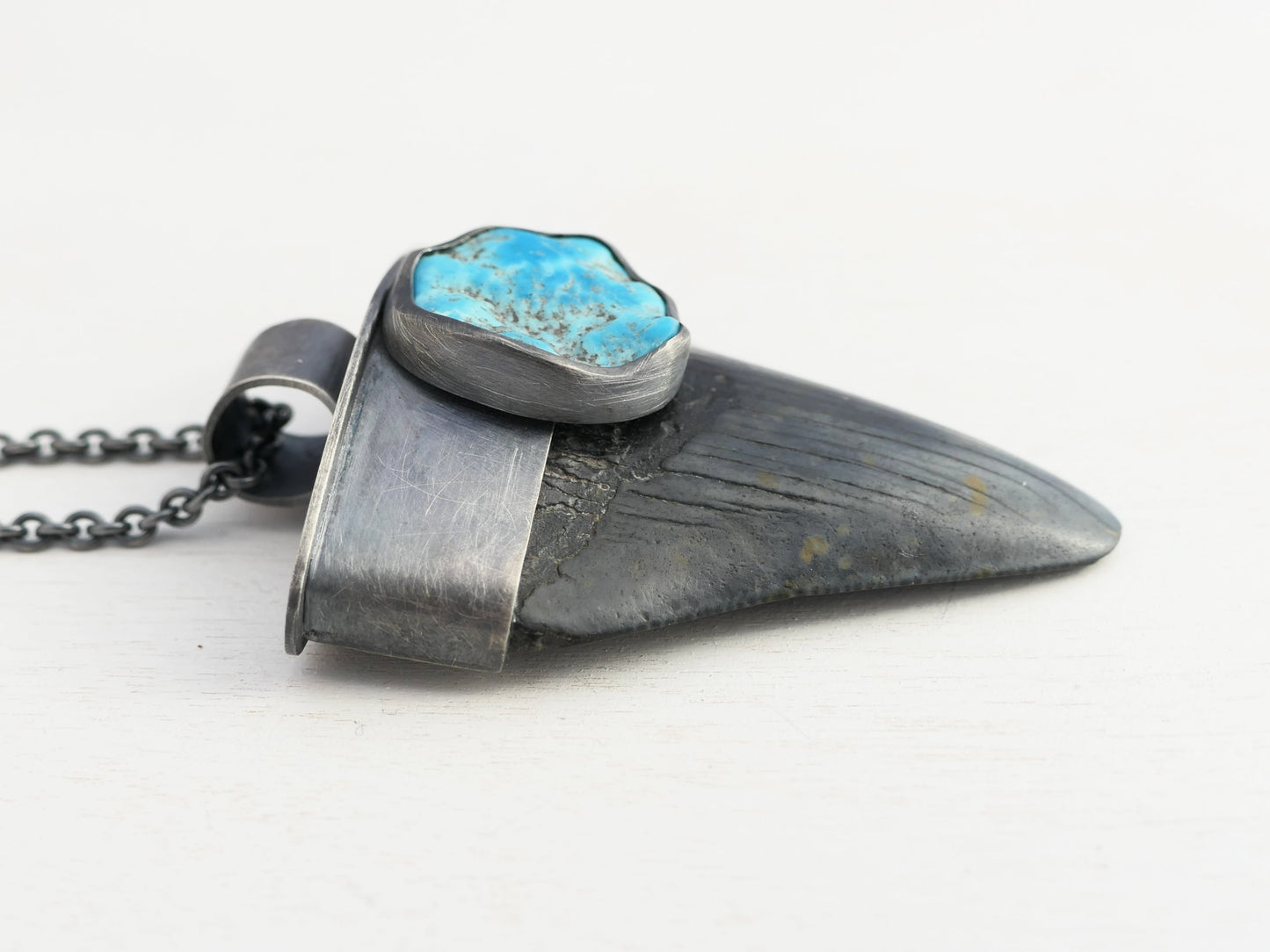 Sterling silver Megalodon tooth pendant