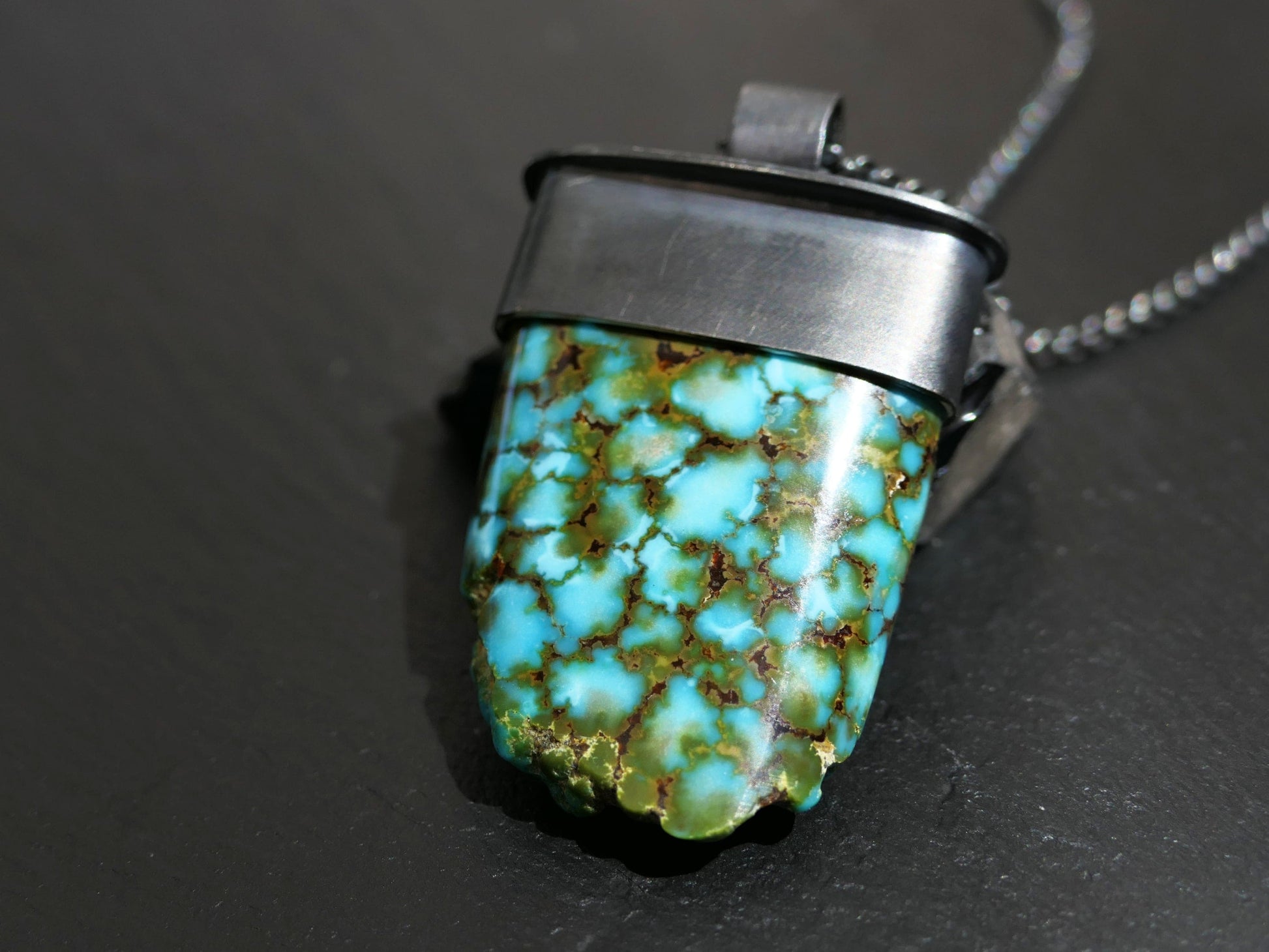 dark silver turquoise pendant