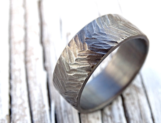 hammered chevron ring