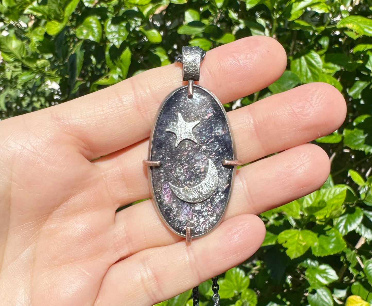 Bloodshot Iolite Sunstone Necklace