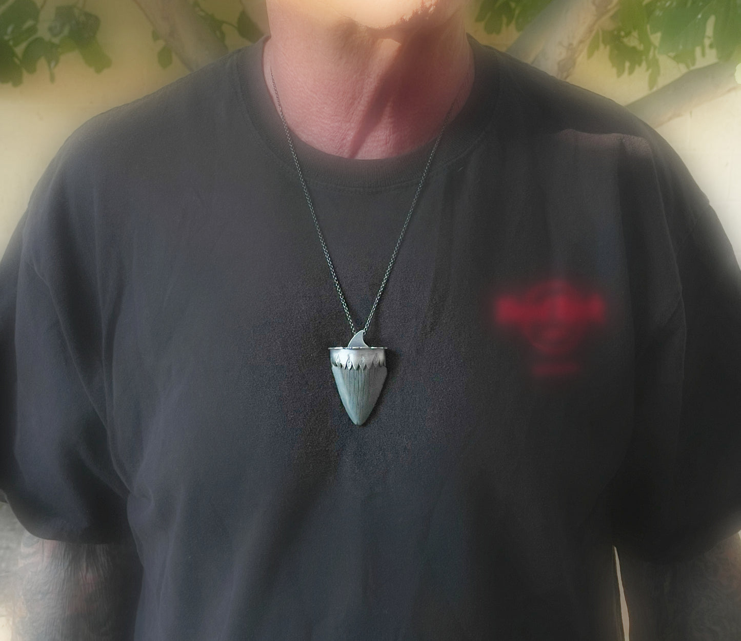 Megalodon tooth pendant for men