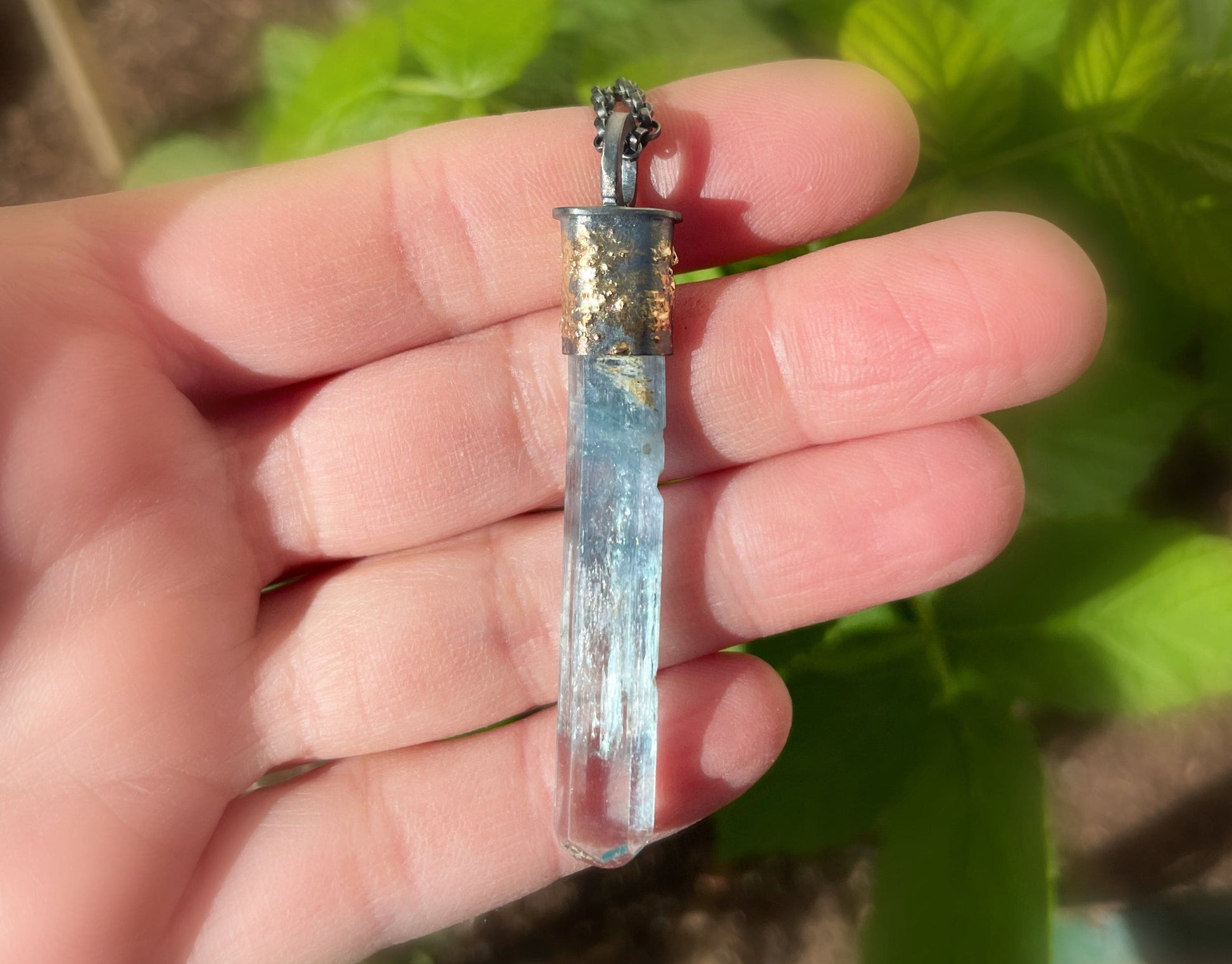 big aquamarine crystal necklace