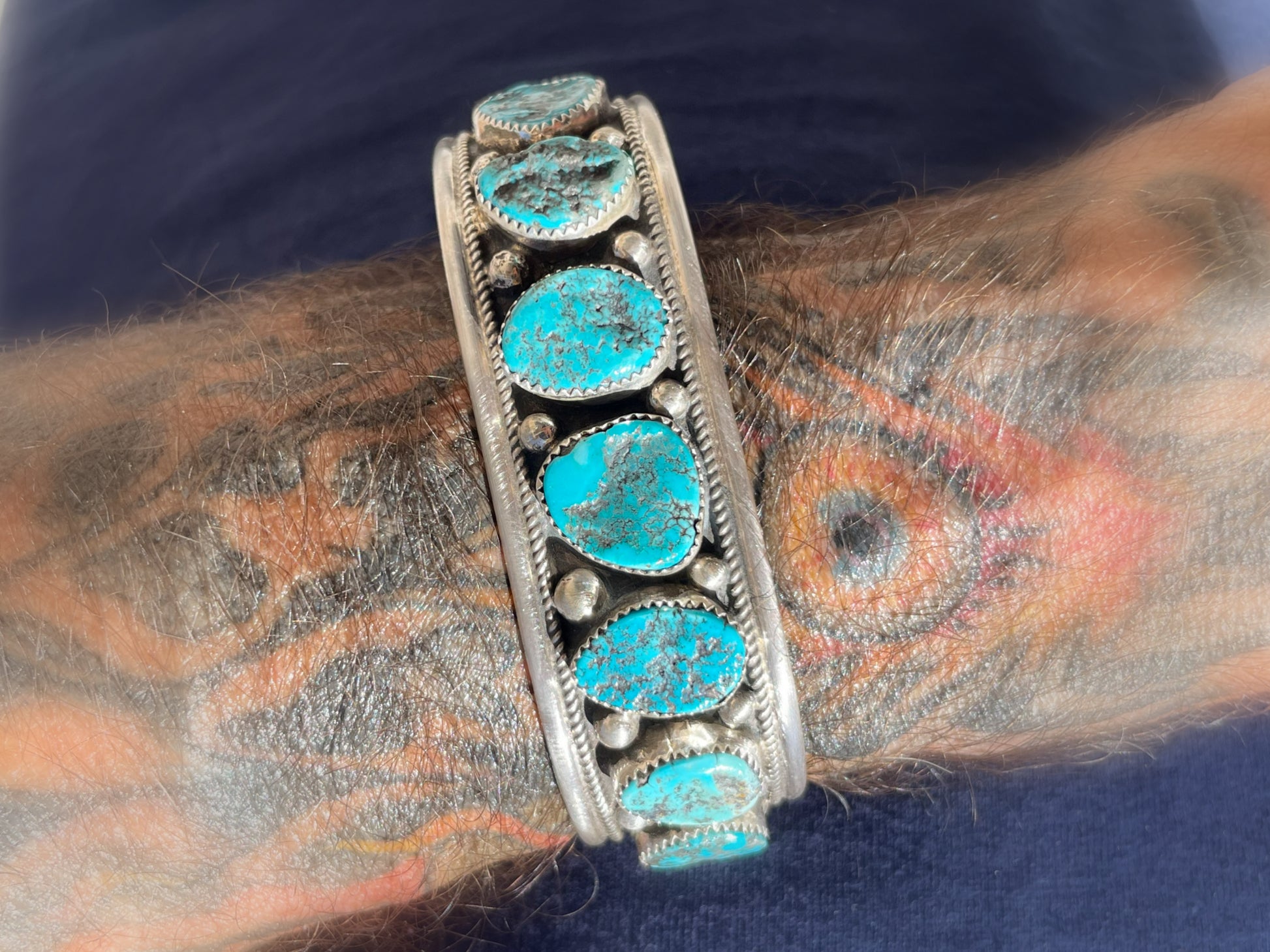 large men's turquoise cuff bracelet