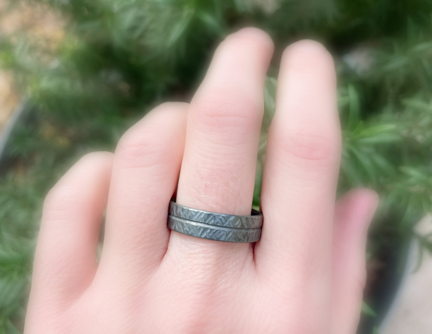 modern wedding band black silver