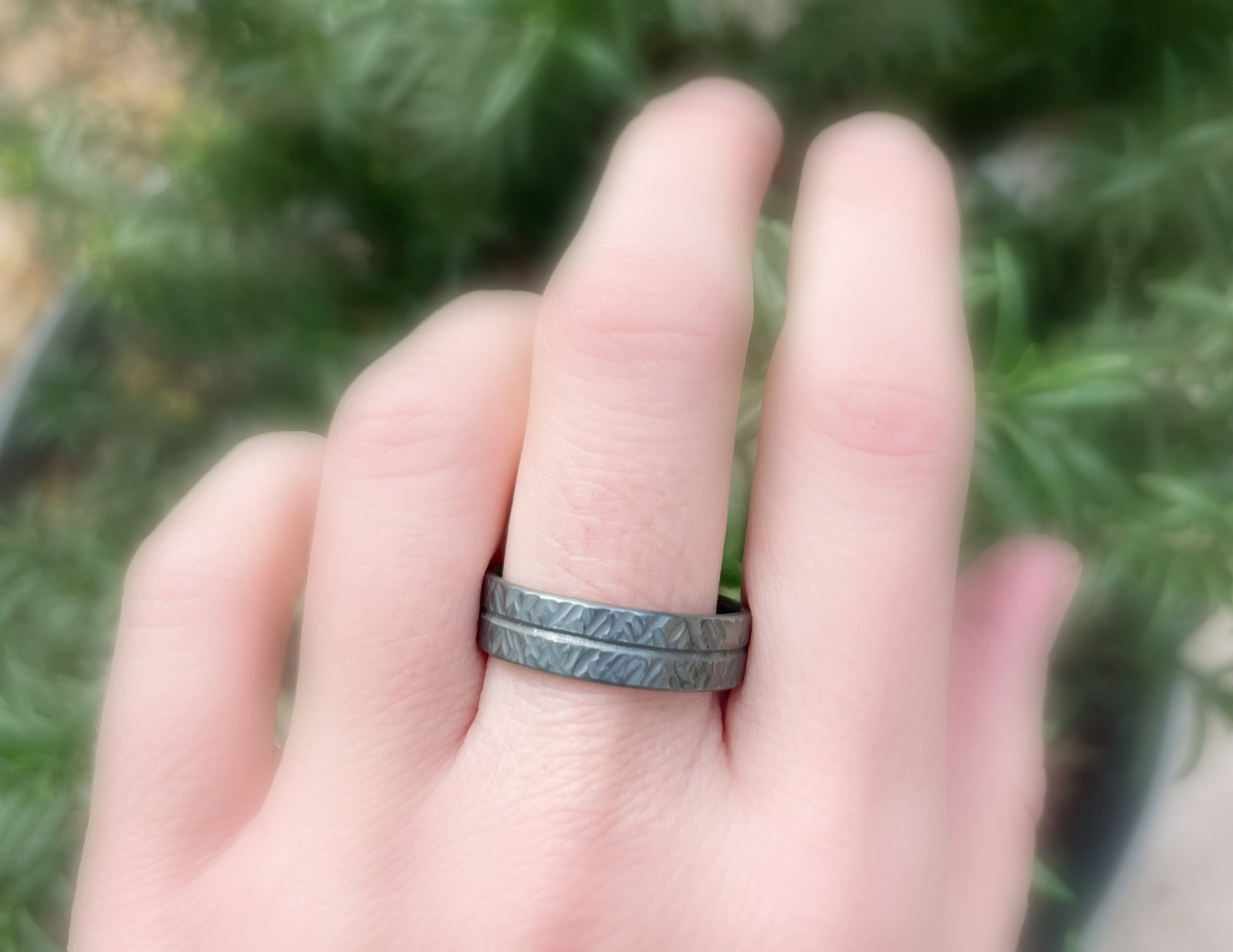 modern wedding band black silver