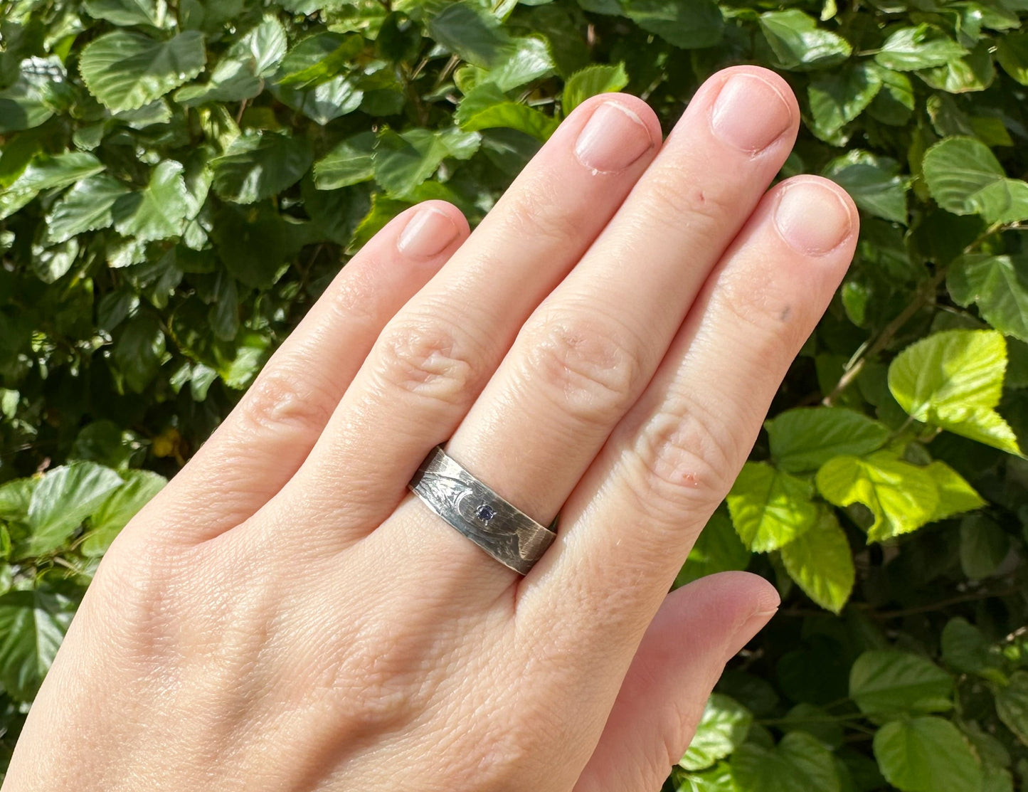 Silver wave ring Ocean wedding band