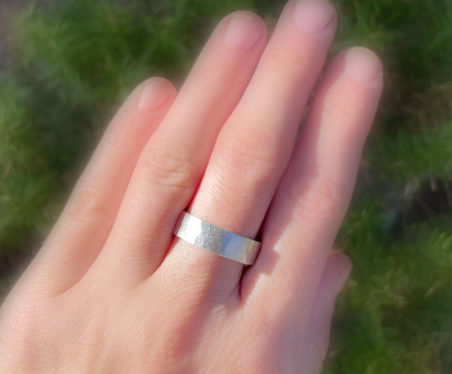 hammered silver band with hidden gemstone