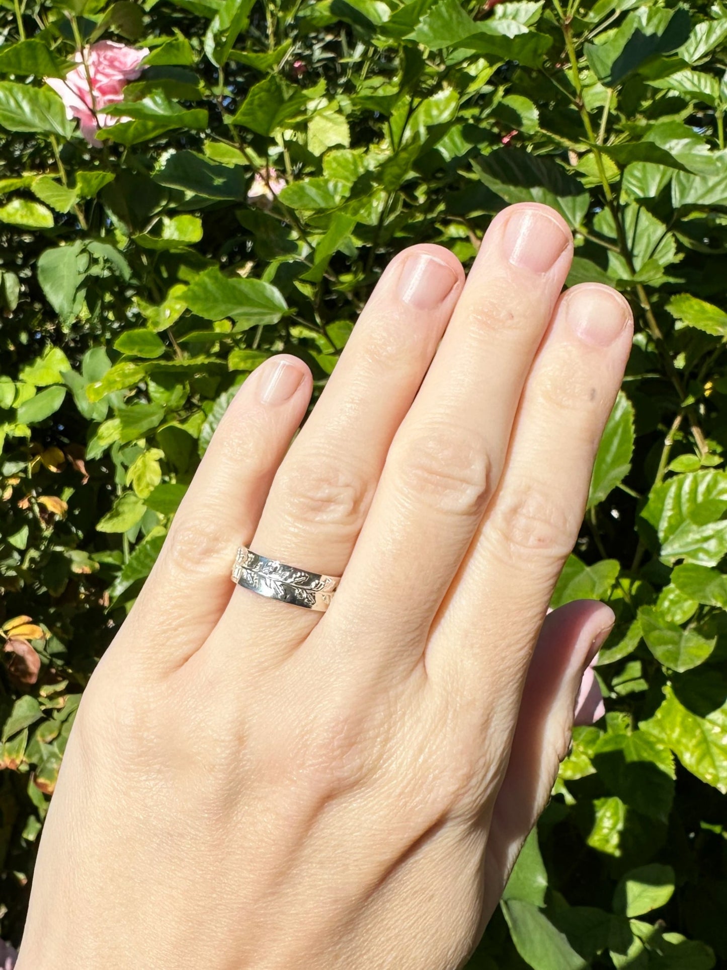 nature inspired leaf engagement ring