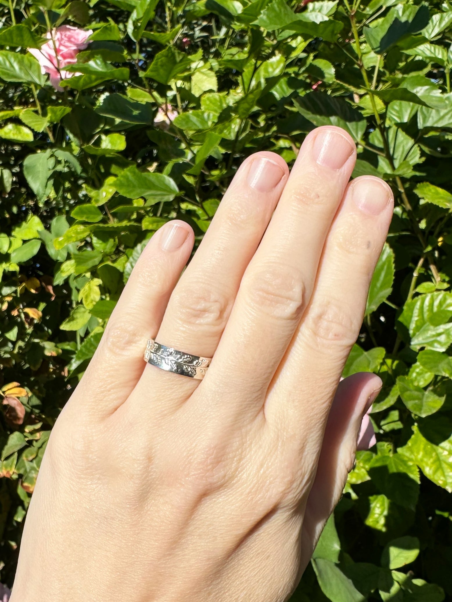 nature inspired leaf engagement ring