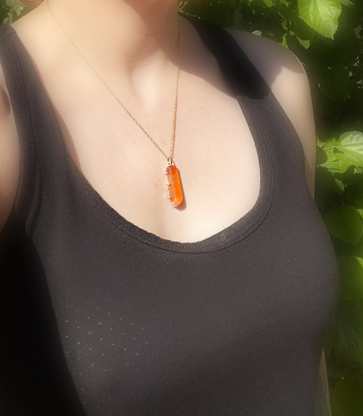 minimalist fire opal necklace