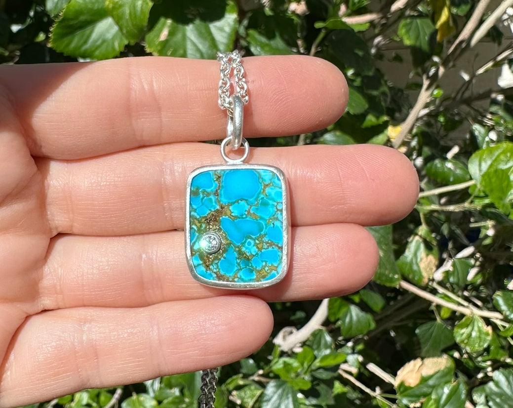 Turquoise pendant with diamond accent