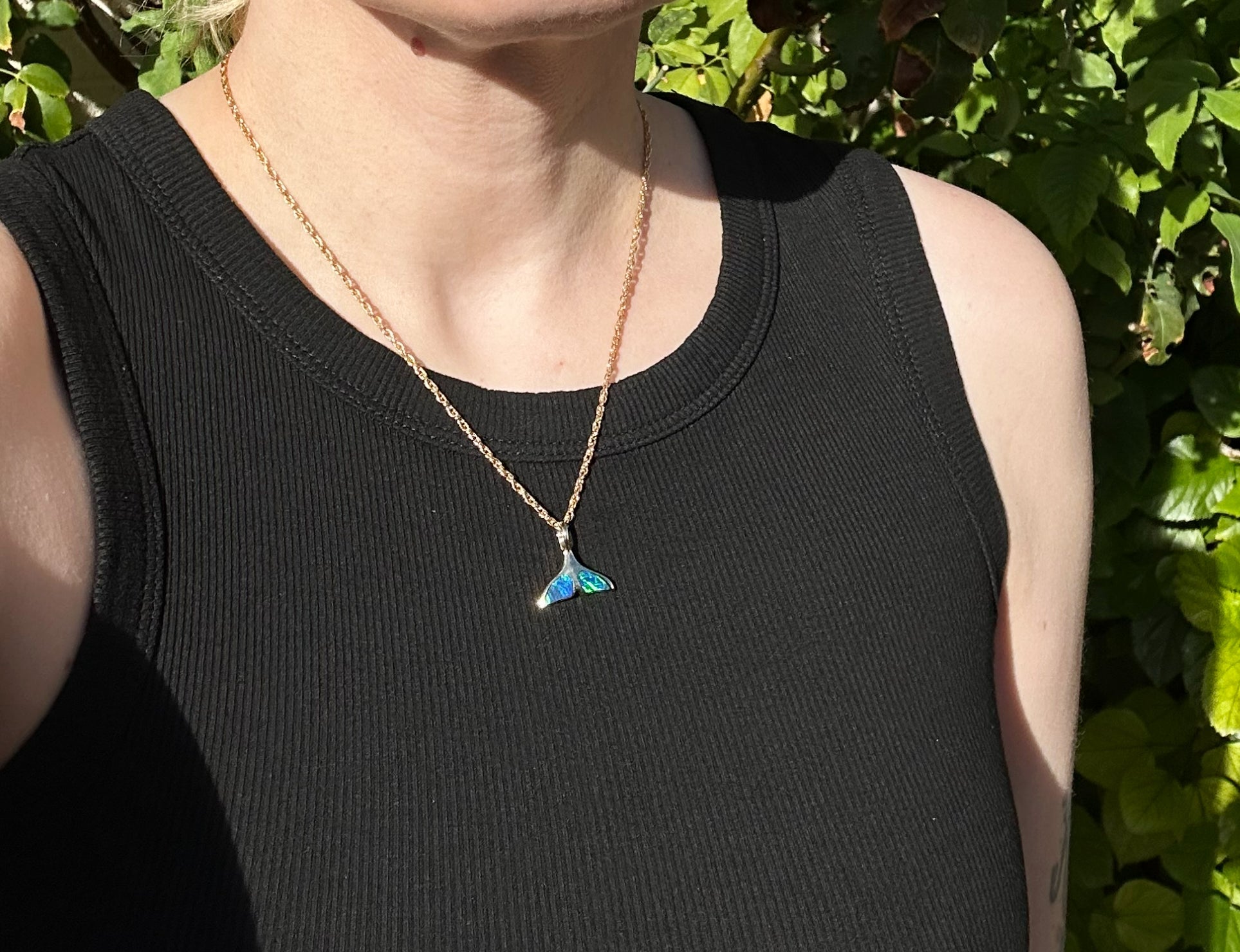 gold whale tail necklace for women