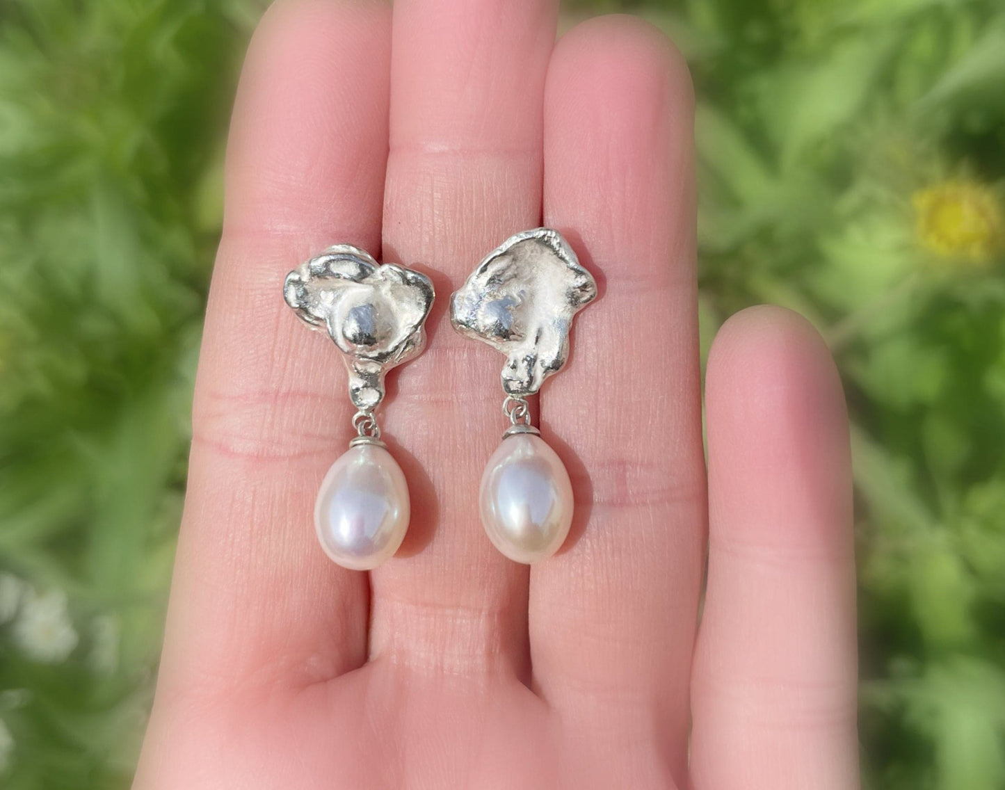 long pearl dangle earrings