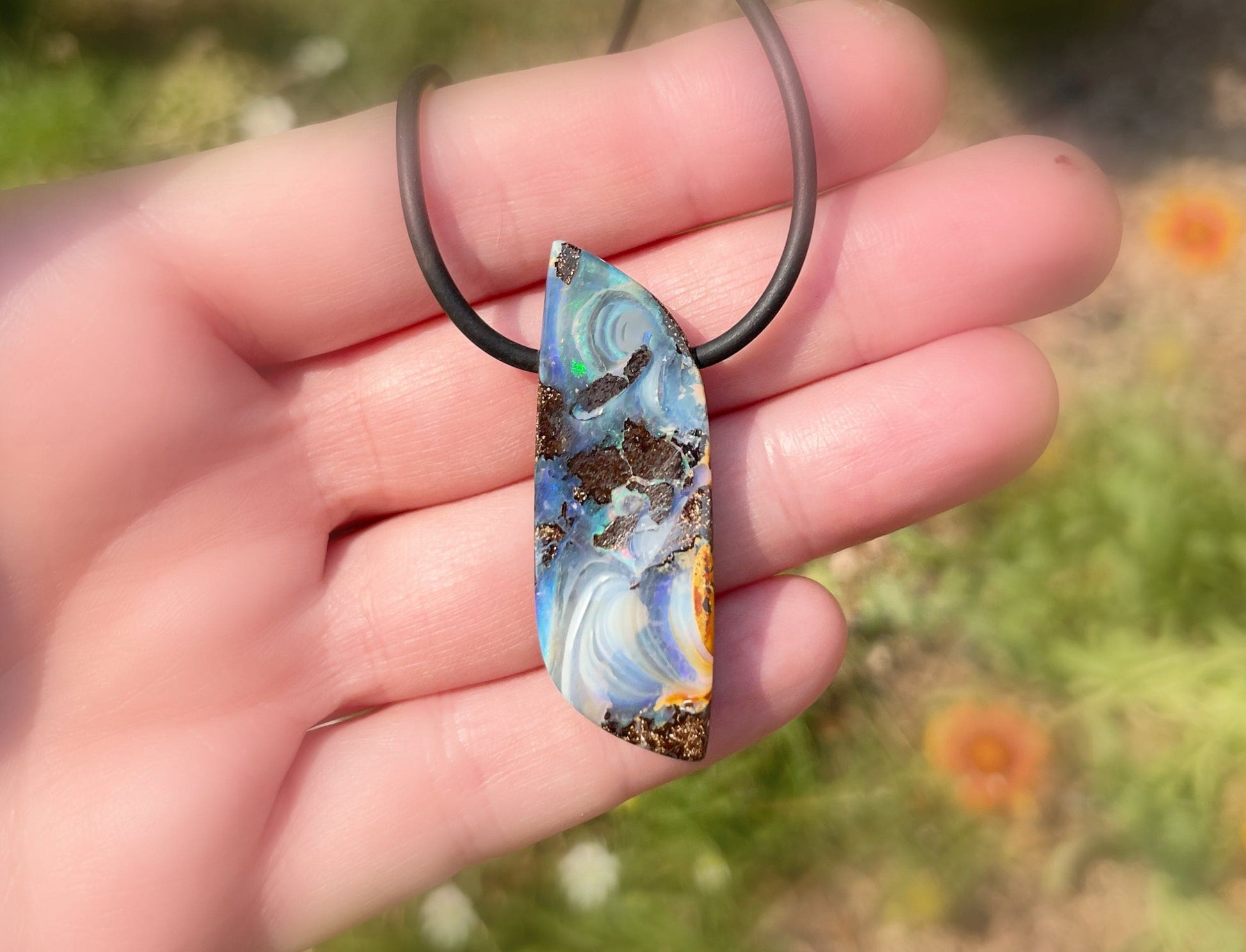 boulder opal necklace for men