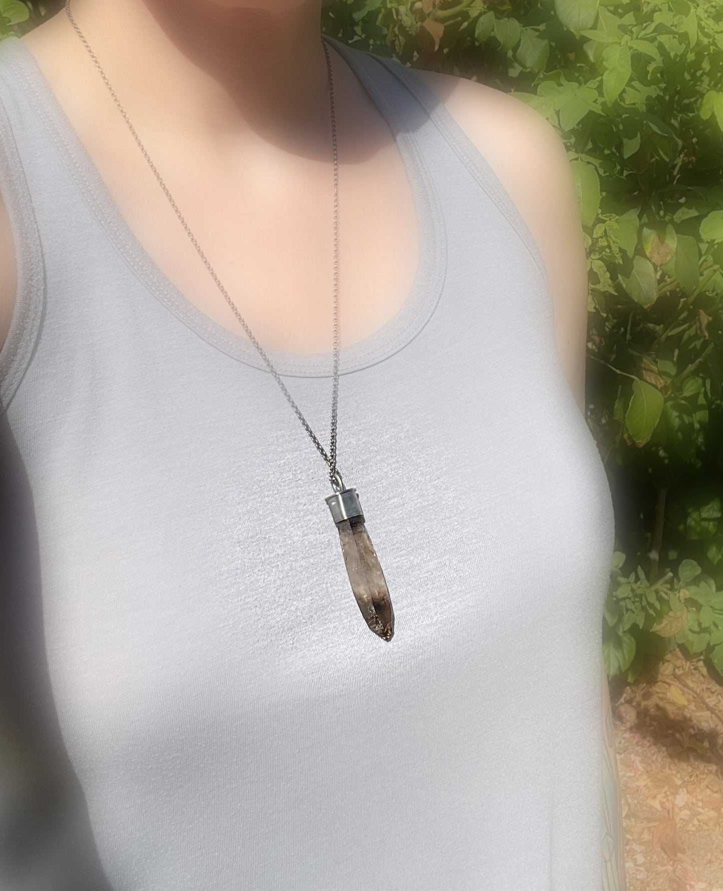 smoky quartz crystal necklace