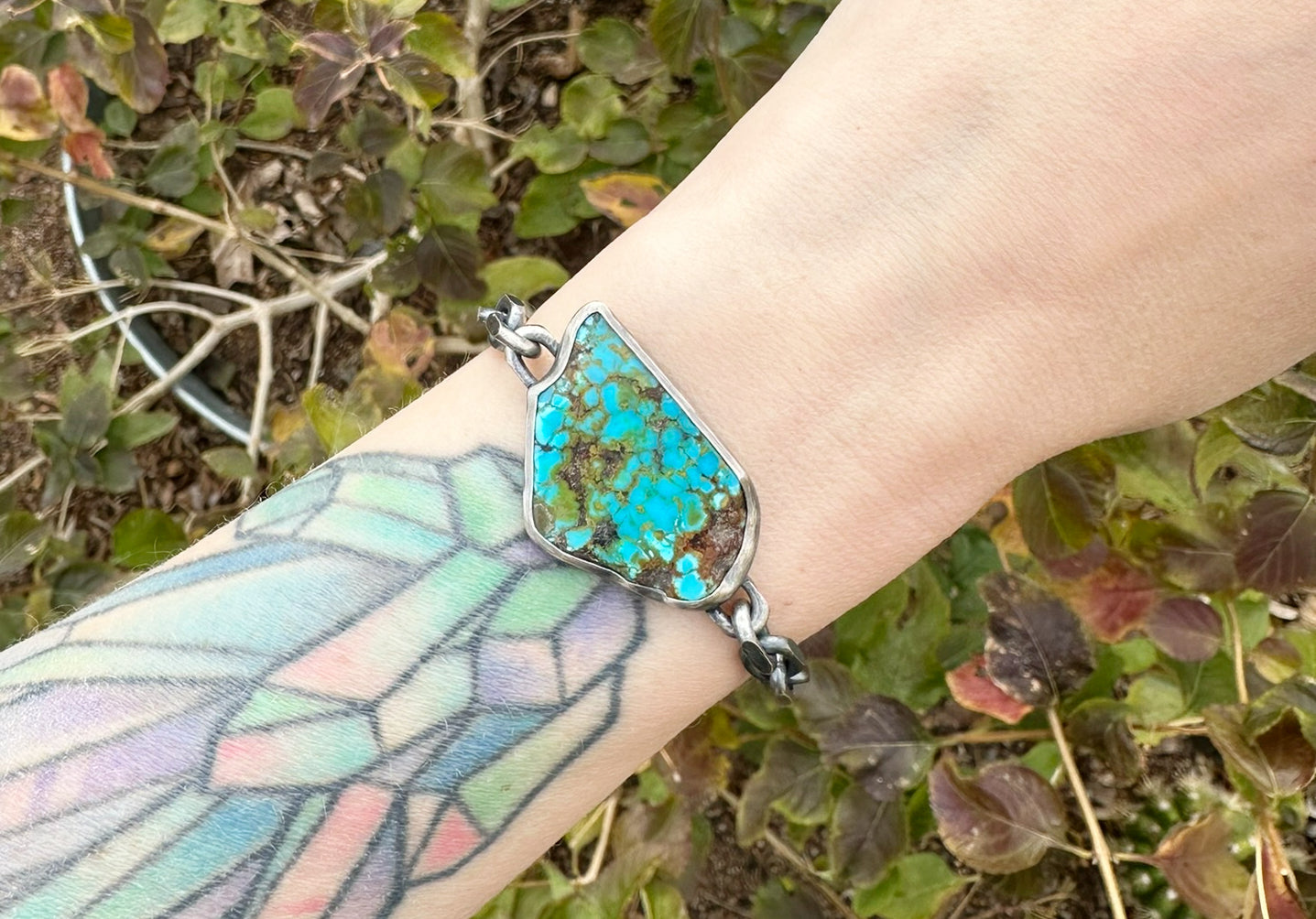 Sterling silver Turquoise Nugget Bracelet for women