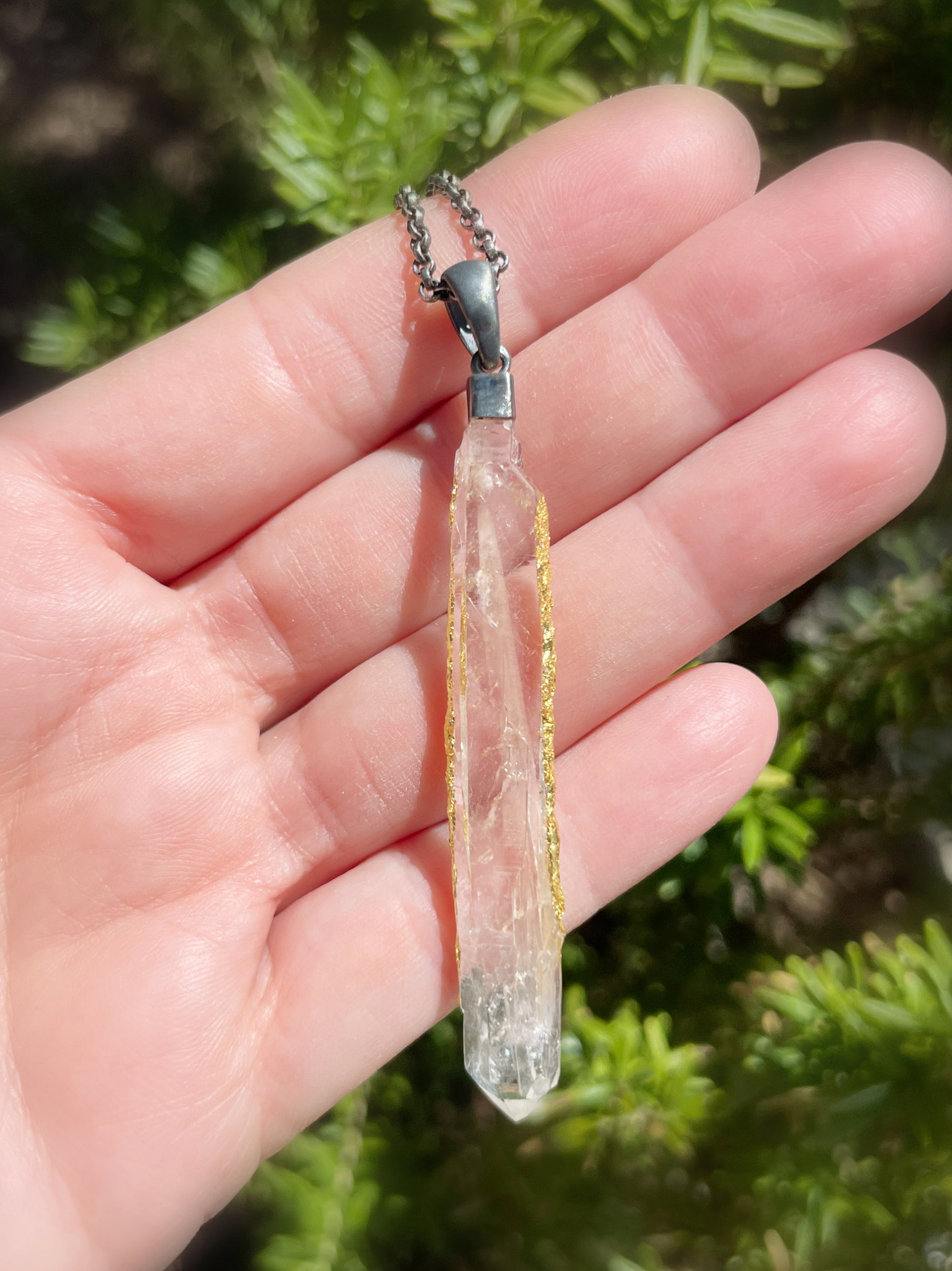 statement quartz crystal necklace