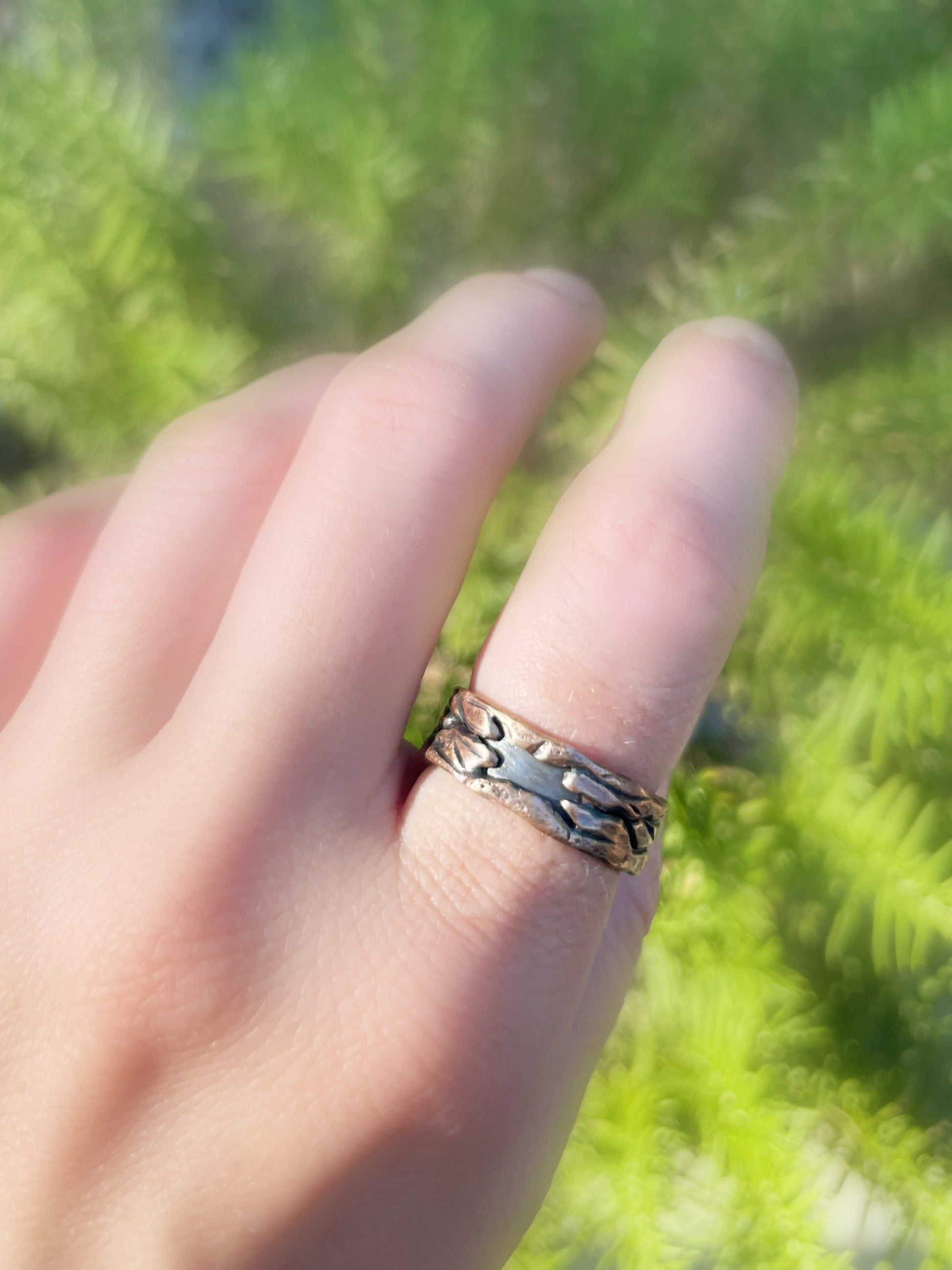 bronze silver ring band