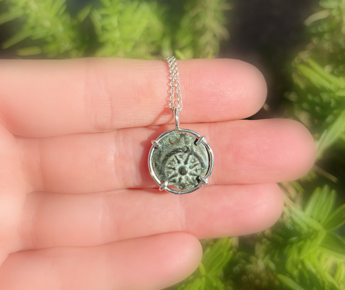 silver widows mite coin pendant for men