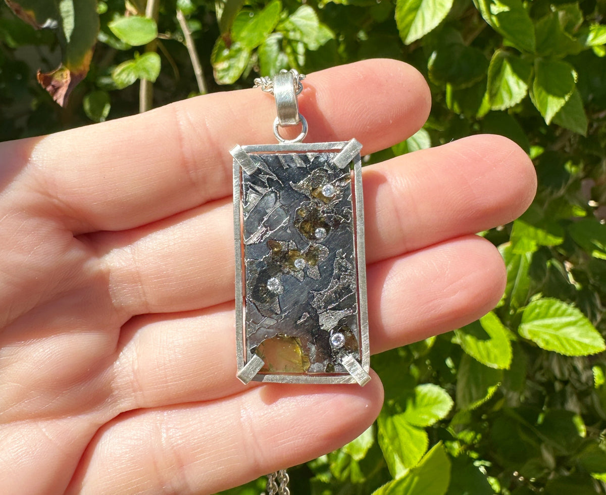 Pallasite Meteorite Pendant Windmanstatten Patterns