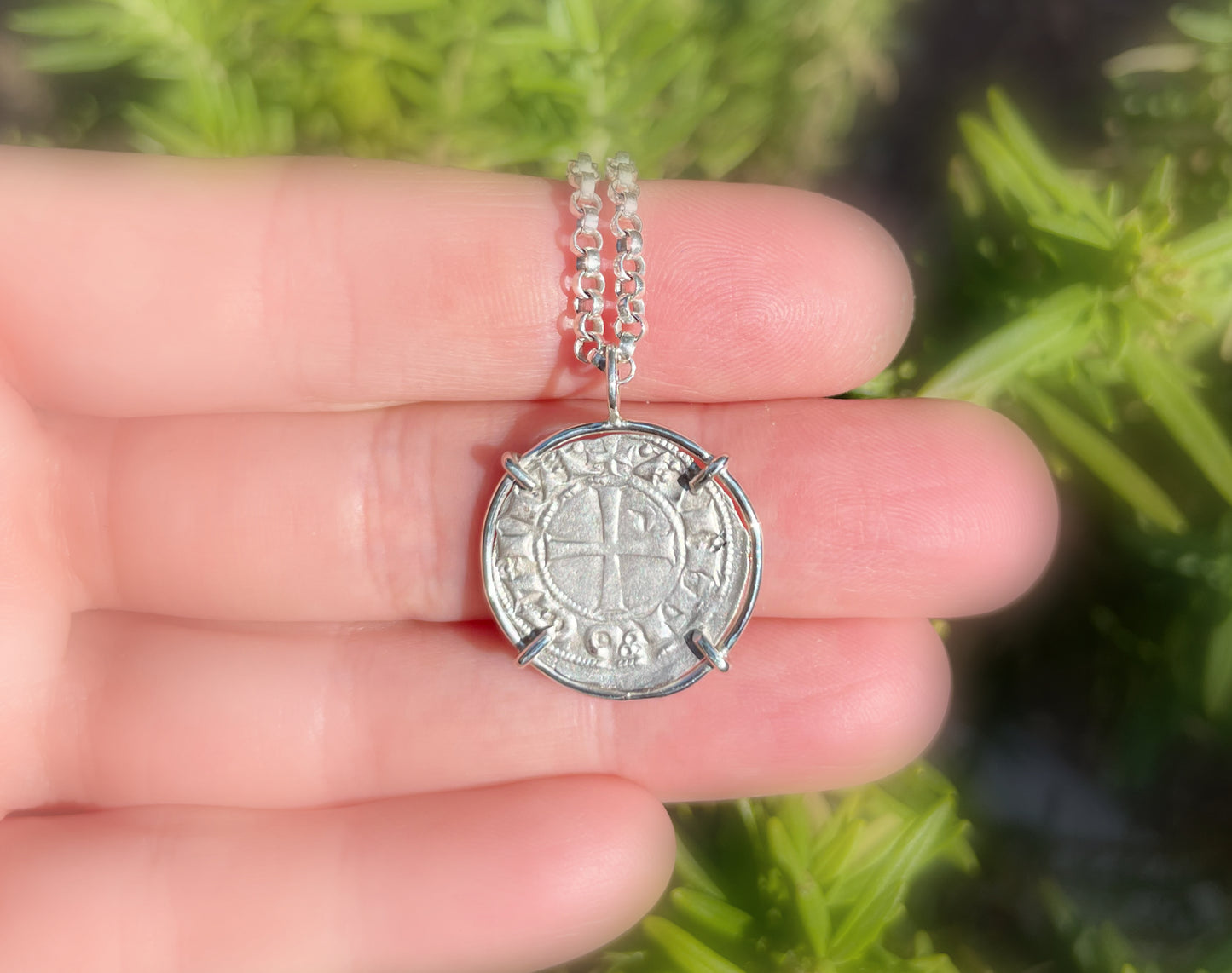 Templar coin pendant, unique men's jewelry