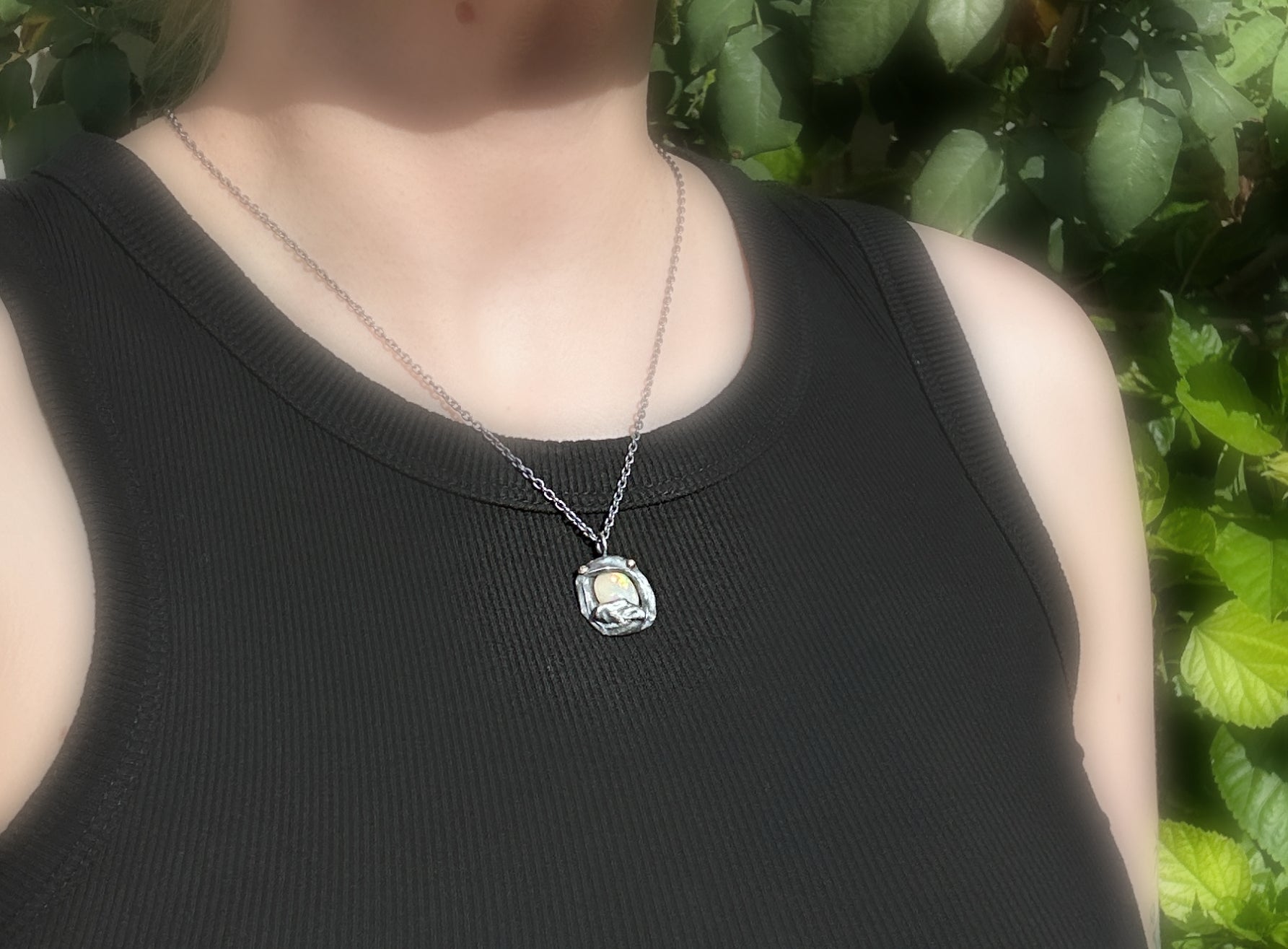 Ethiopian opal pendant necklace