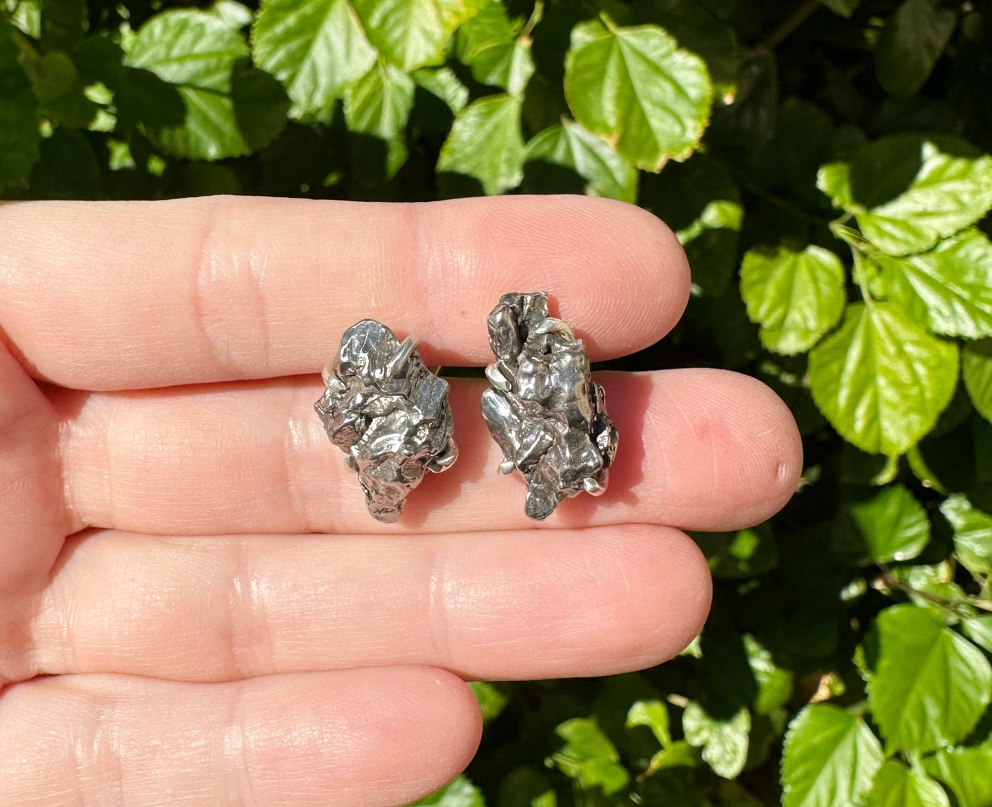 real meteorite cufflinks with sterling silver backs