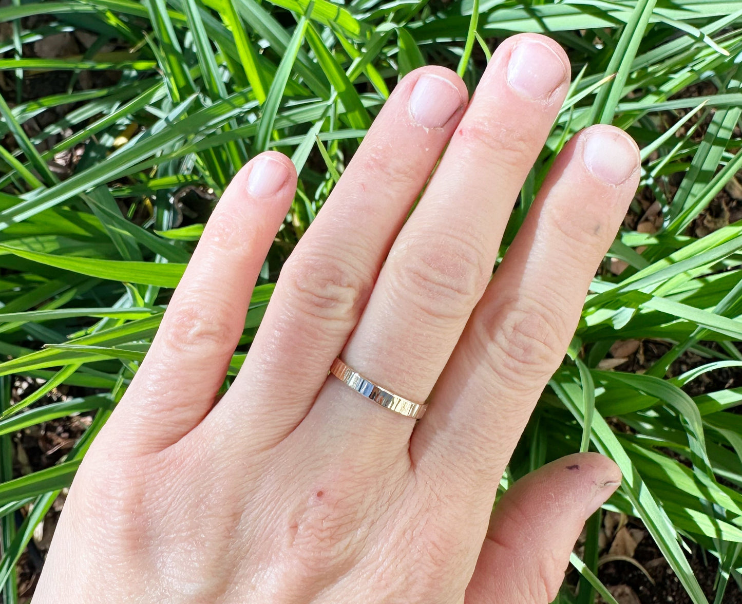 14k Gold Wood Grain Ring gold stacking ring